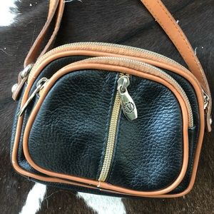 Valentina genuine leather black & tan cross body